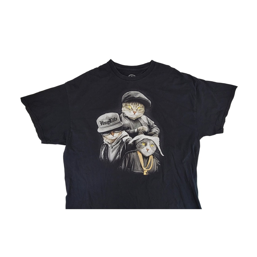 DXM Hip Hop Cats Graphic T Shirt Black 2XL‎